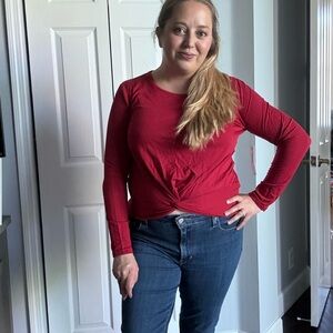 Tribal Jeans Earth Red Long Sleeve Twist Front Top – Small – NWT